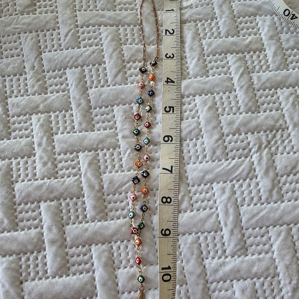 Multicolor Beaded Eye Charm Necklace - Women's Jewelry